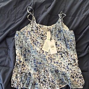 LUQ Lenny Button Down ruffle detail top Blue